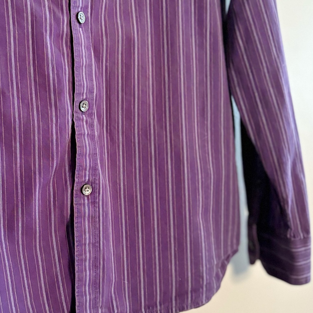 Vintage DKNY Two-Tone Purple Pinstripe Dress Shirt – Size Small, 15" Neck EUC - Picture 7 of 11